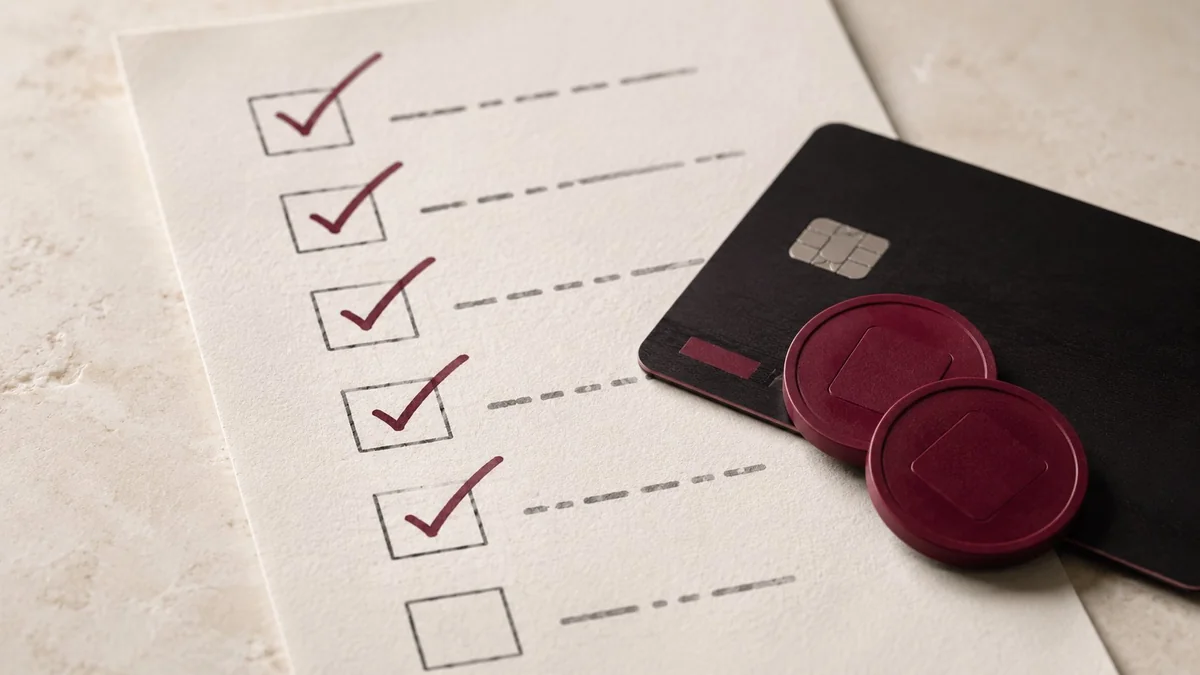 A glowing blue checklist clipboard — before you pay checklist illustration