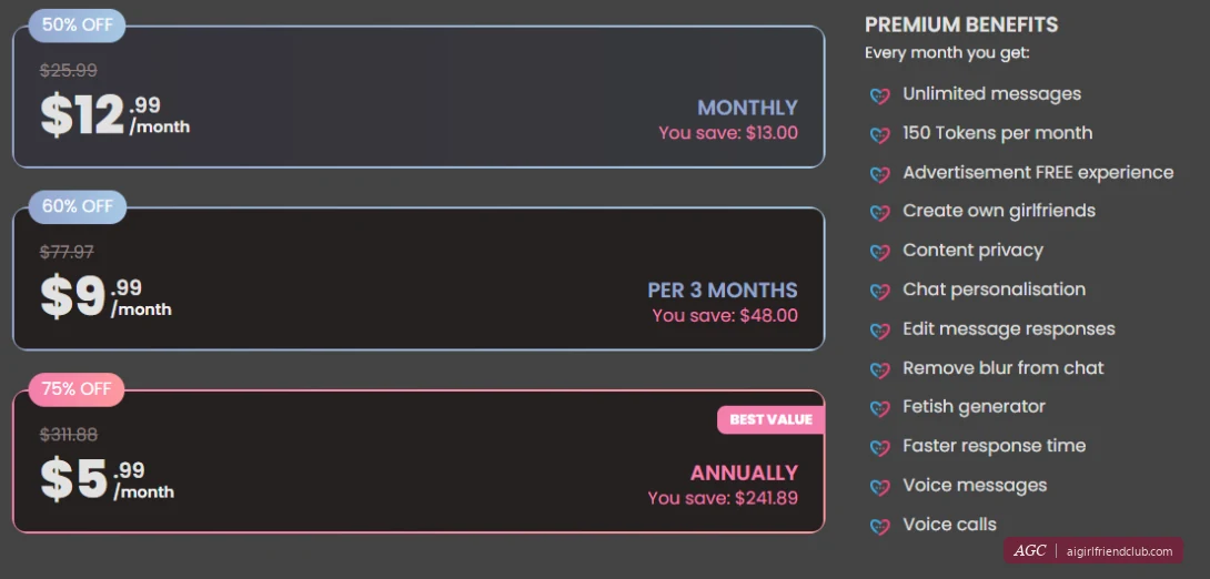 Página Premium do eHentai: três durações, mensal, trimestral e anual, com os preços, e a lista de vantagens da assinatura
