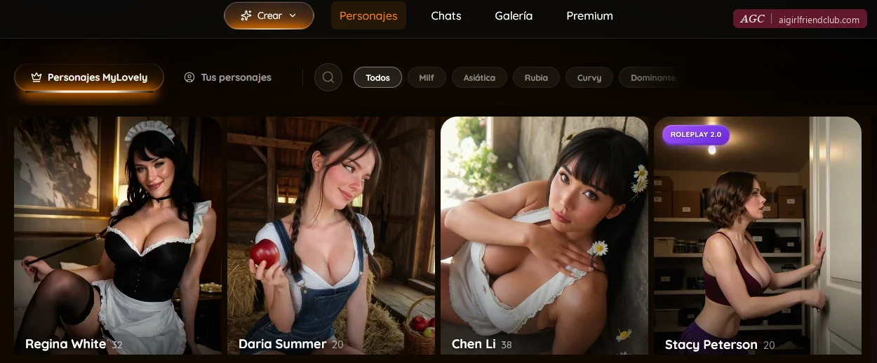 Página Personajes de MyLovely en español: Regina White, Daria Summer, Chen Li y Stacy Peterson